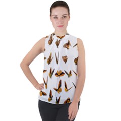 Butterfly Butterflies Insect Swarm Mock Neck Chiffon Sleeveless Top by Pakrebo