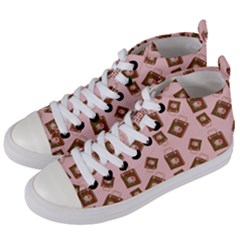 Shopping Bag Pattern Pink Women s Mid-top Canvas Sneakers by snowwhitegirl