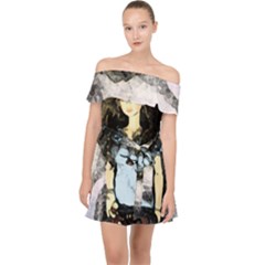 Chocolate Off Shoulder Chiffon Dress by snowwhitegirl