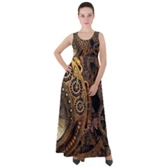 Steampunk Clock Empire Waist Velour Maxi Dress by snowwhitegirl