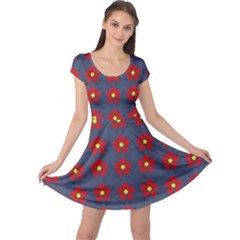Red Begonias Cap Sleeve Dress by WensdaiAmbrose