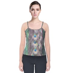 Peacock Bird Pattern Velvet Spaghetti Strap Top by Pakrebo