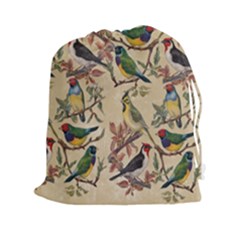 Vintage Birds Drawstring Pouch (xxl) by Valentinaart