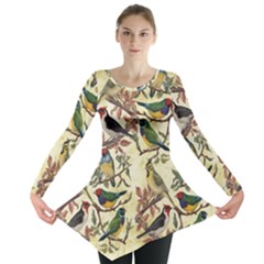Vintage Birds Long Sleeve Tunic  by Valentinaart