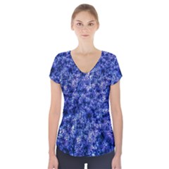 Queen Annes Lace In Blue Short Sleeve Front Detail Top by okhismakingart