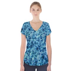 Queen Annes Lace In Neon Blue Short Sleeve Front Detail Top by okhismakingart