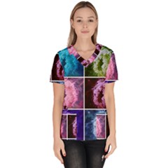 Closing Queen Annes Lace Collage (vertical) Women s V-neck Scrub Top by okhismakingart