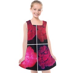 Geranium Collage Kids  Cross Back Dress by okhismakingart