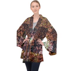 Queen Annes Lace Horizontal Slice Collage Velvet Kimono Robe by okhismakingart