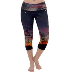 Darkness Falling Capri Yoga Leggings by okhismakingart