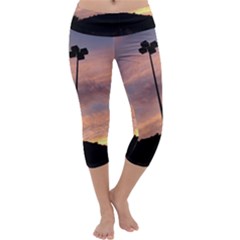 Parking Lot Sunset Capri Yoga Leggings by okhismakingart
