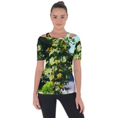 Big Sunflowers Shoulder Cut Out Short Sleeve Top by okhismakingart