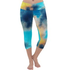 Pale Clouds Capri Yoga Leggings by okhismakingart