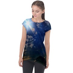 Sunny Day Cap Sleeve High Low Top by okhismakingart