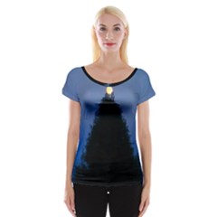 Tree And Moon Cap Sleeve Top by okhismakingart