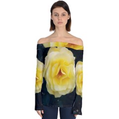 Pale Yellow Rose Off Shoulder Long Sleeve Top by okhismakingart