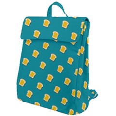 Toast With Cheese Pattern Turquoise Green Background Retro Funny Food Flap Top Backpack by genx