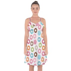 Donut Pattern With Funny Candies Ruffle Detail Chiffon Dress by genx