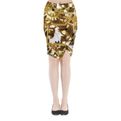 Cogs Gears Tiling Cogwheel Midi Wrap Pencil Skirt by Pakrebo