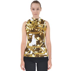 Cogs Gears Tiling Cogwheel Mock Neck Shell Top by Pakrebo