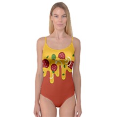 Pizza Topping Funny Modern Yellow Melting Cheese And Pepperonis Camisole Leotard  by genx
