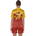 Pizza Topping funny modern yellow melting cheese and pepperonis Satin Short Sleeve Pyjamas Set View2
