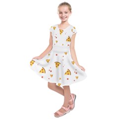 Pizza Pattern Pepperoni Cheese Funny Slices Kids  Short Sleeve Dress by genx