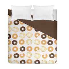 Donuts Pattern With Bites Bright Pastel Blue And Brown Cropped Sweatshirt Duvet Cover Double Side (full/ Double Size) by genx