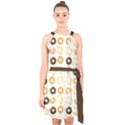 Donuts Pattern With Bites bright pastel blue and brown Cropped Sweatshirt Halter Collar Waist Tie Chiffon Dress View1