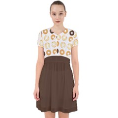 Donuts Pattern With Bites Bright Pastel Blue And Brown Cropped Sweatshirt Adorable In Chiffon Dress by genx