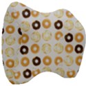 Donuts Pattern With Bites bright pastel blue and brown Cropped Sweatshirt Velour Head Support Cushion View3
