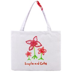 Flowers And Cute Phrase Pencil Drawing Mini Tote Bag by dflcprintsclothing