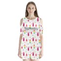 Popsicle Juice Watercolor with fruit berries and cherries summer pattern Shoulder Cutout Velvet One Piece View1