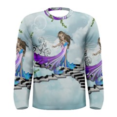 Cute Fairy Dancing On A Piano Men s Long Sleeve Tee by FantasyWorld7