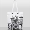 Odin on his Throne with ravens wolf on black stone texture Full Print Rope Handle Tote (Small) View1