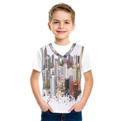 Hong Kong Skyline Watercolor Painting Poster Kids  Sportswear by Sudhe