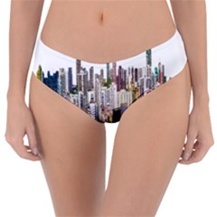 Hong Kong Skyline Watercolor Painting Poster Reversible Classic Bikini Bottoms by Sudhe