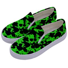 Black And Green Leopard Style Paint Splash Funny Pattern Kids  Canvas Slip Ons by yoursparklingshop