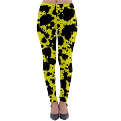 Black And Yellow Leopard Style Paint Splash Funny Pattern  Lightweight Velour Leggings by yoursparklingshop