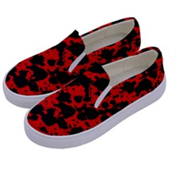 Black And Red Leopard Style Paint Splash Funny Pattern Kids  Canvas Slip Ons by yoursparklingshop
