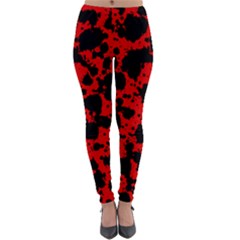Black And Red Leopard Style Paint Splash Funny Pattern Lightweight Velour Leggings by yoursparklingshop