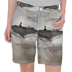 Awesome Fantasy Whale With Women In The Sky Pocket Shorts by FantasyWorld7