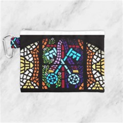 Mosaic Window Rosette Church Glass Canvas Cosmetic Bag (medium) by Pakrebo