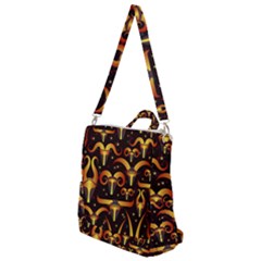 Stylised Horns Black Pattern Crossbody Backpack by HermanTelo