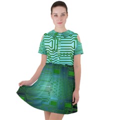Board Conductors Circuits Short Sleeve Shoulder Cut Out Dress  by HermanTelo