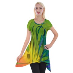 Abstract Pattern Lines Wave Short Sleeve Side Drop Tunic by HermanTelo