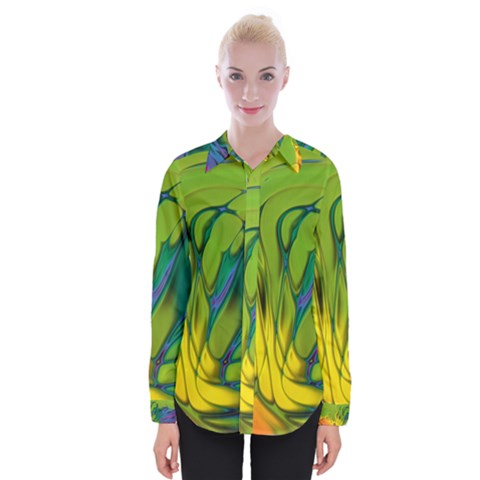 Abstract Pattern Lines Wave Womens Long Sleeve Shirt by HermanTelo