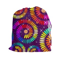 Abstract Background Spiral Colorful Drawstring Pouch (xxl) by HermanTelo