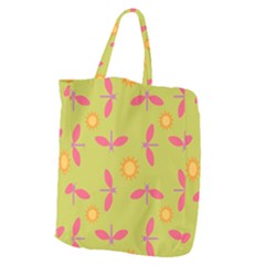 Dragonfly Sun Flower Seamlessly Giant Grocery Tote by HermanTelo