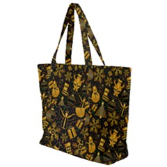 Christmas Background Gold Zip Up Canvas Bag by HermanTelo